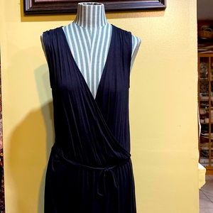 Joe Fresh Black Front Mock Wrap-around Sleeveless Dress with tie at waist. NWT.